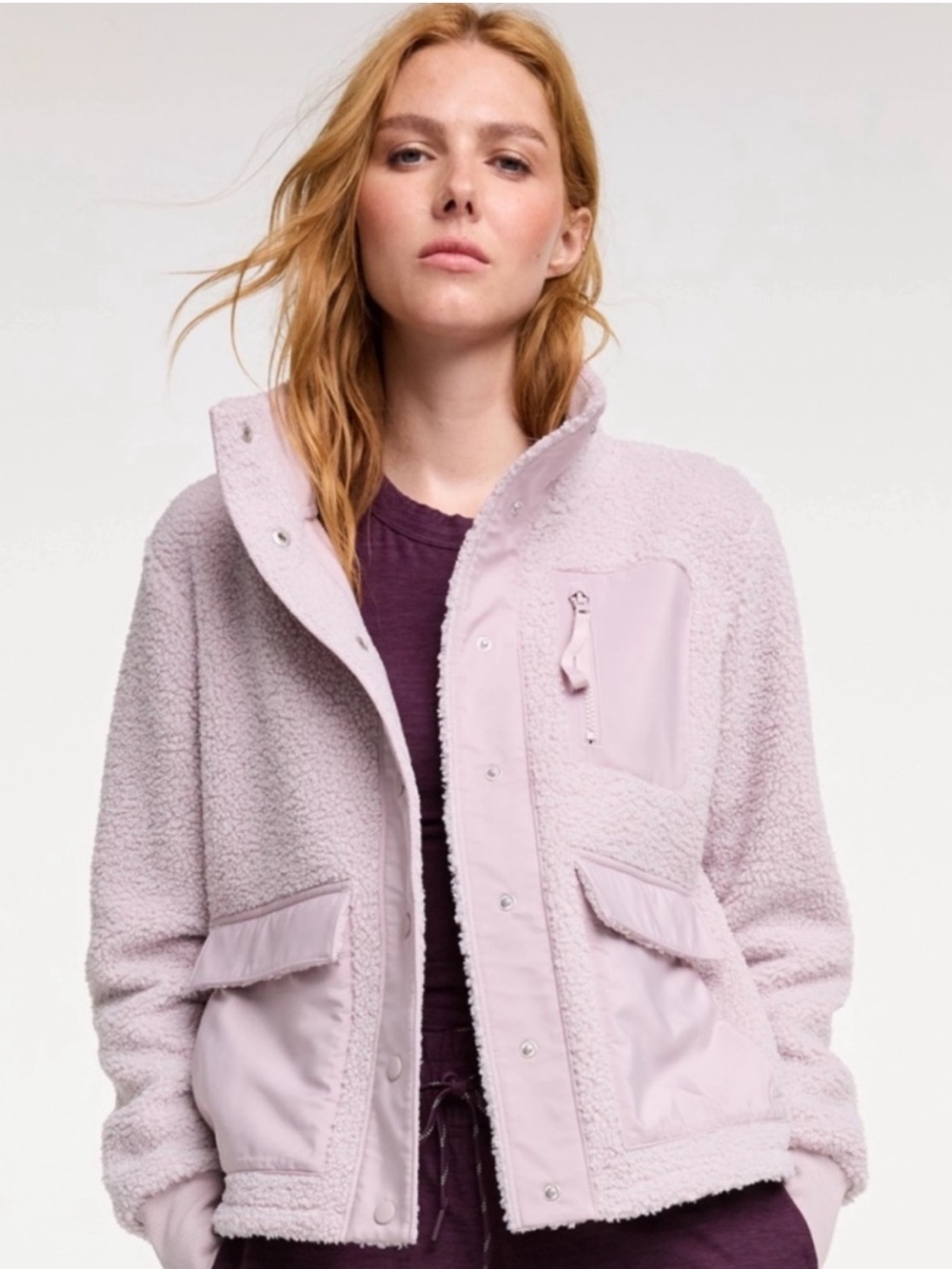 Lavender Teddy Jacket with Utility Pockets